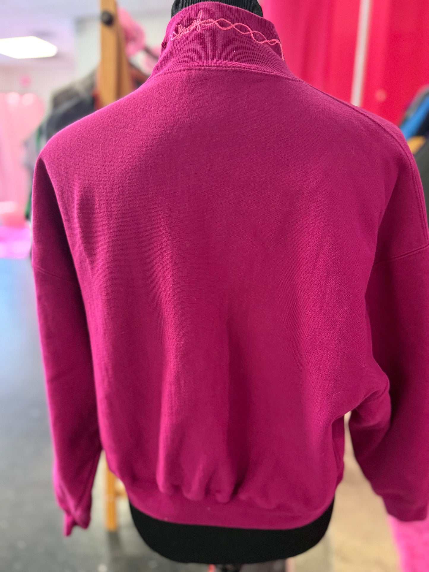 Raspberry Barbed Wire Mockneck Champion Long Sleeve Sweatshirt