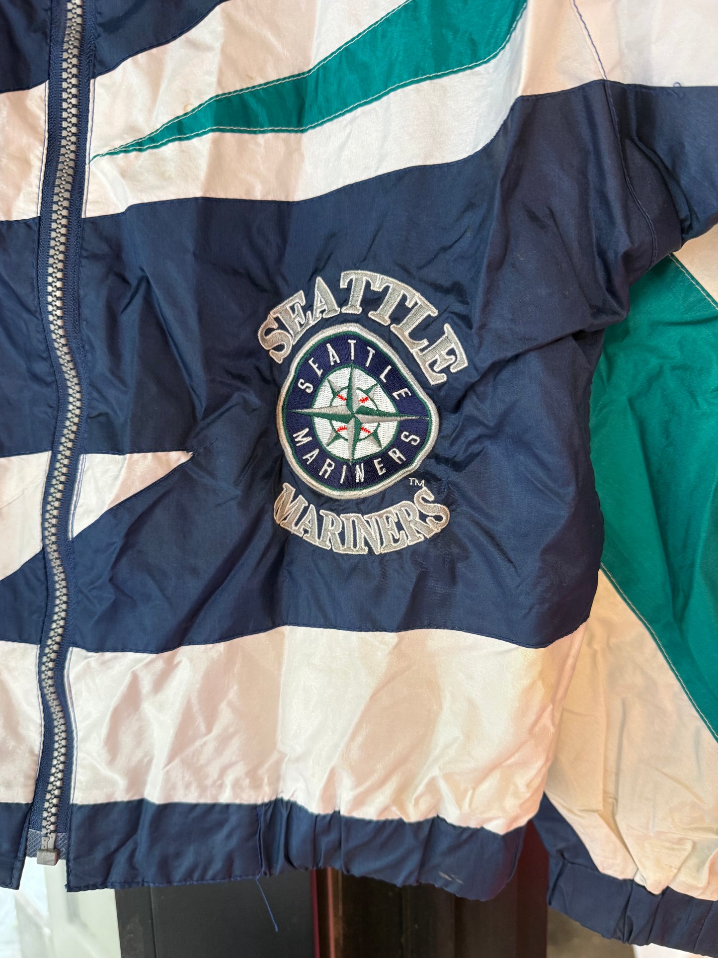 Vintage 90s Seattle Mariners Windbreaker Kids Jacket Large