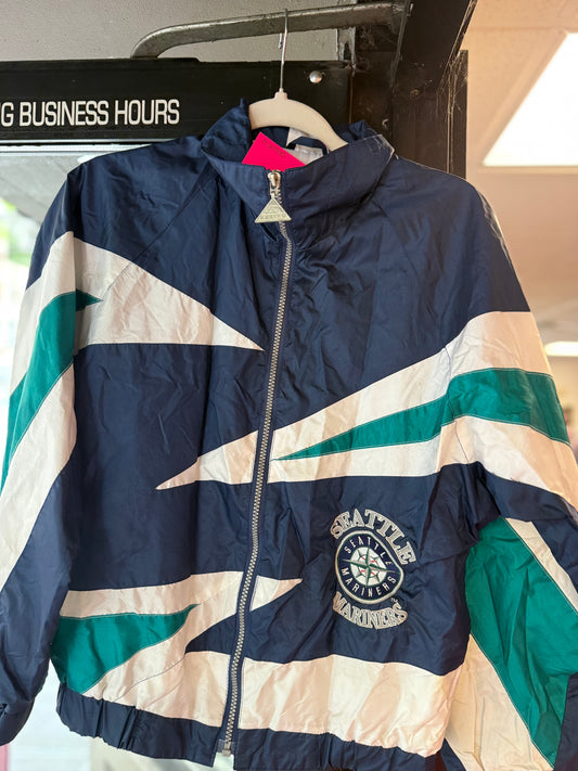 Vintage 90s Seattle Mariners Windbreaker Kids Jacket Large