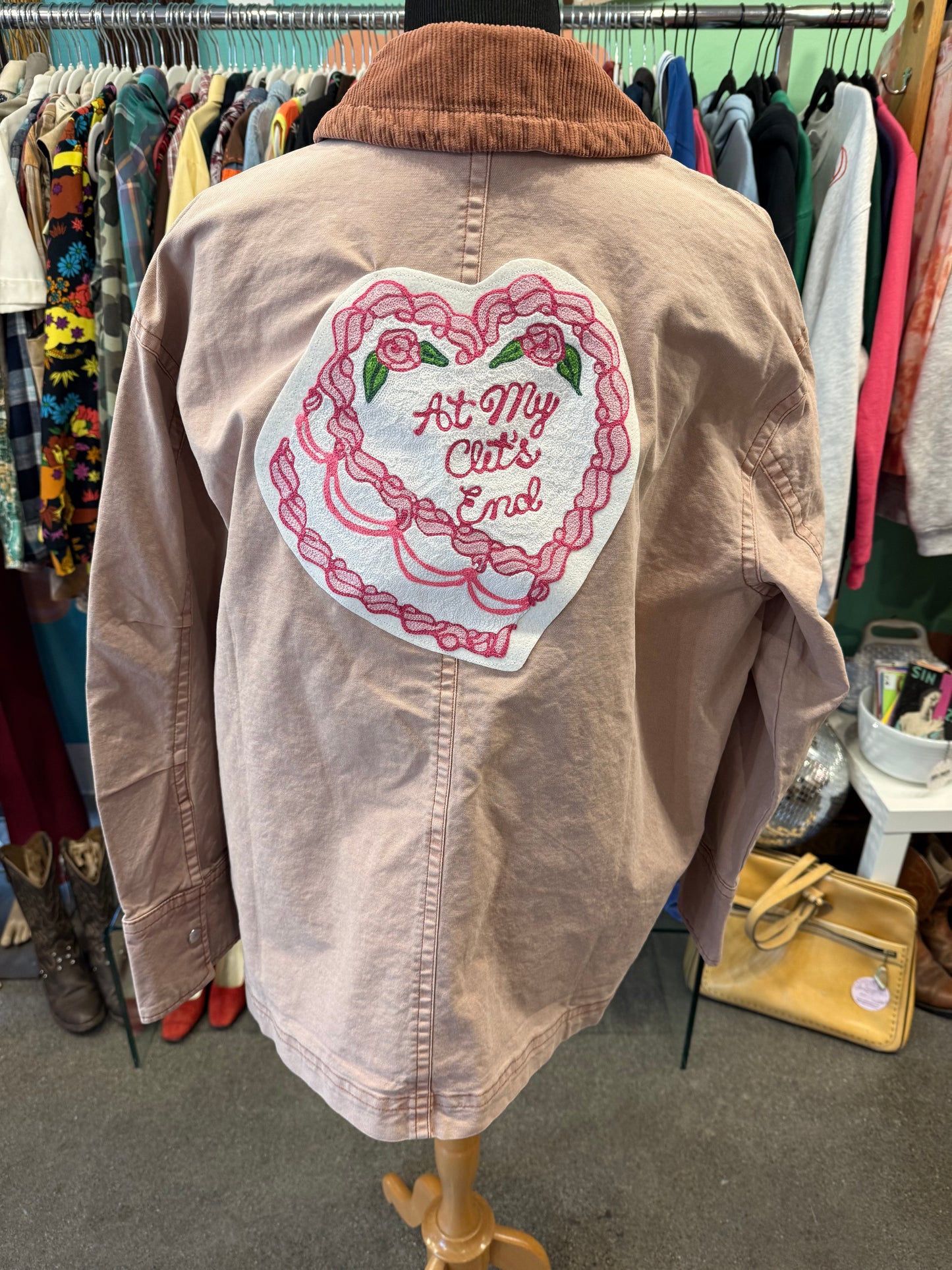 At My Clit's End Cake Light Pink Chore Coat