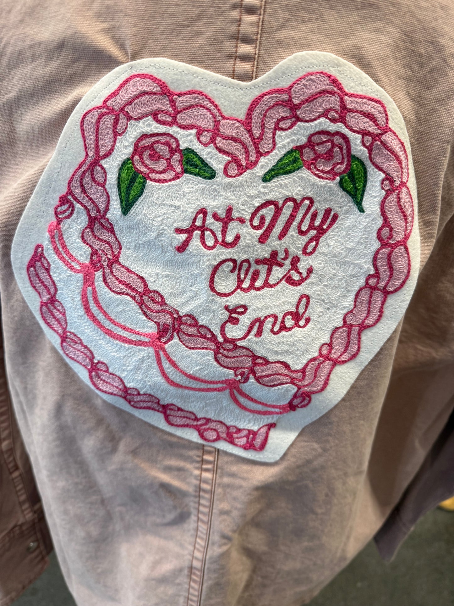 At My Clit's End Cake Light Pink Chore Coat