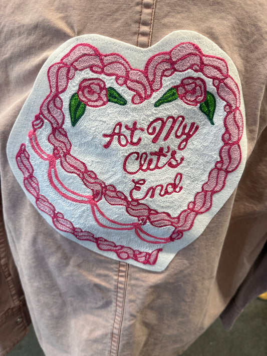 At My Clit's End Cake Light Pink Chore Coat