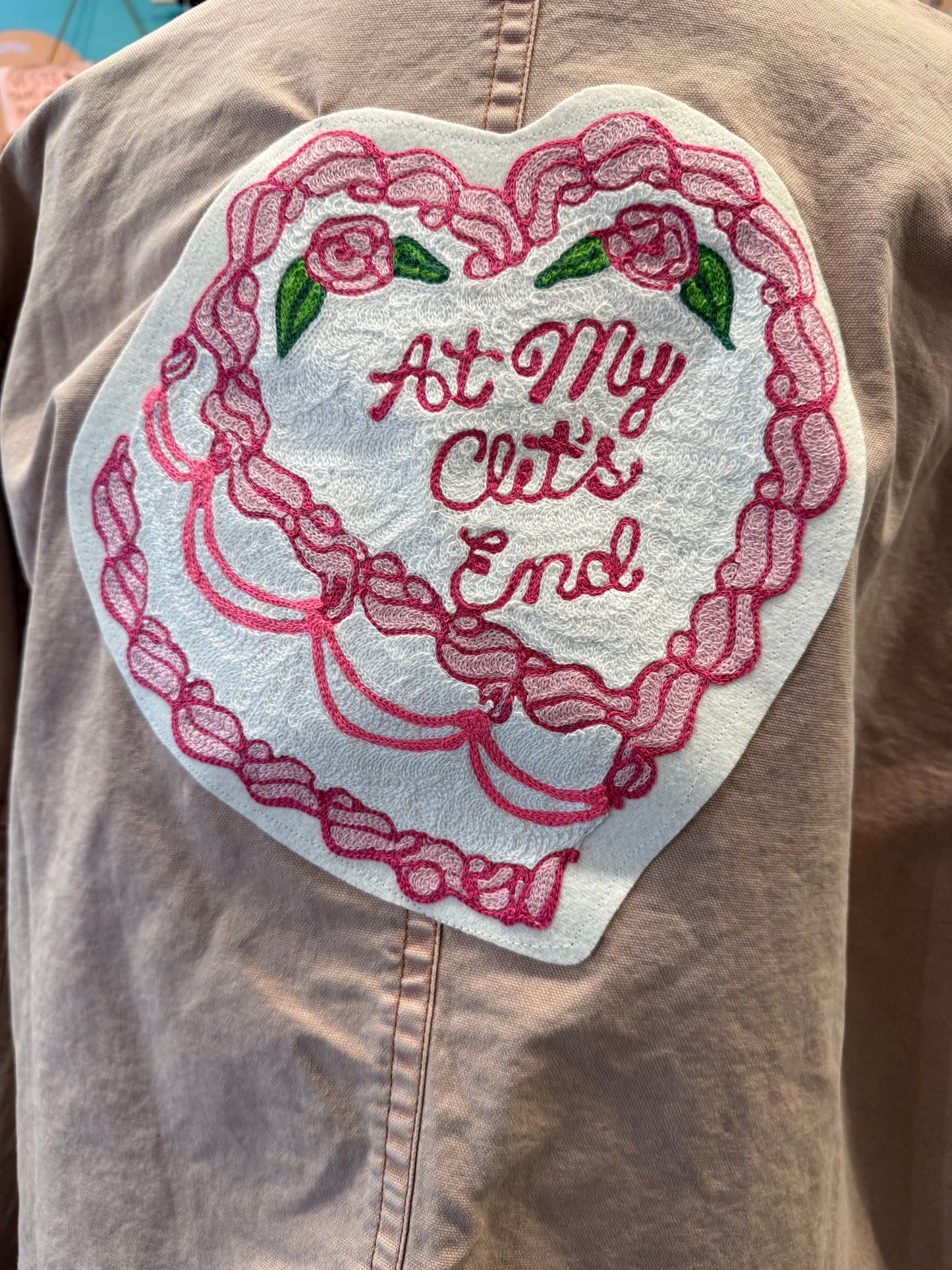 At My Clit's End Cake Light Pink Chore Coat