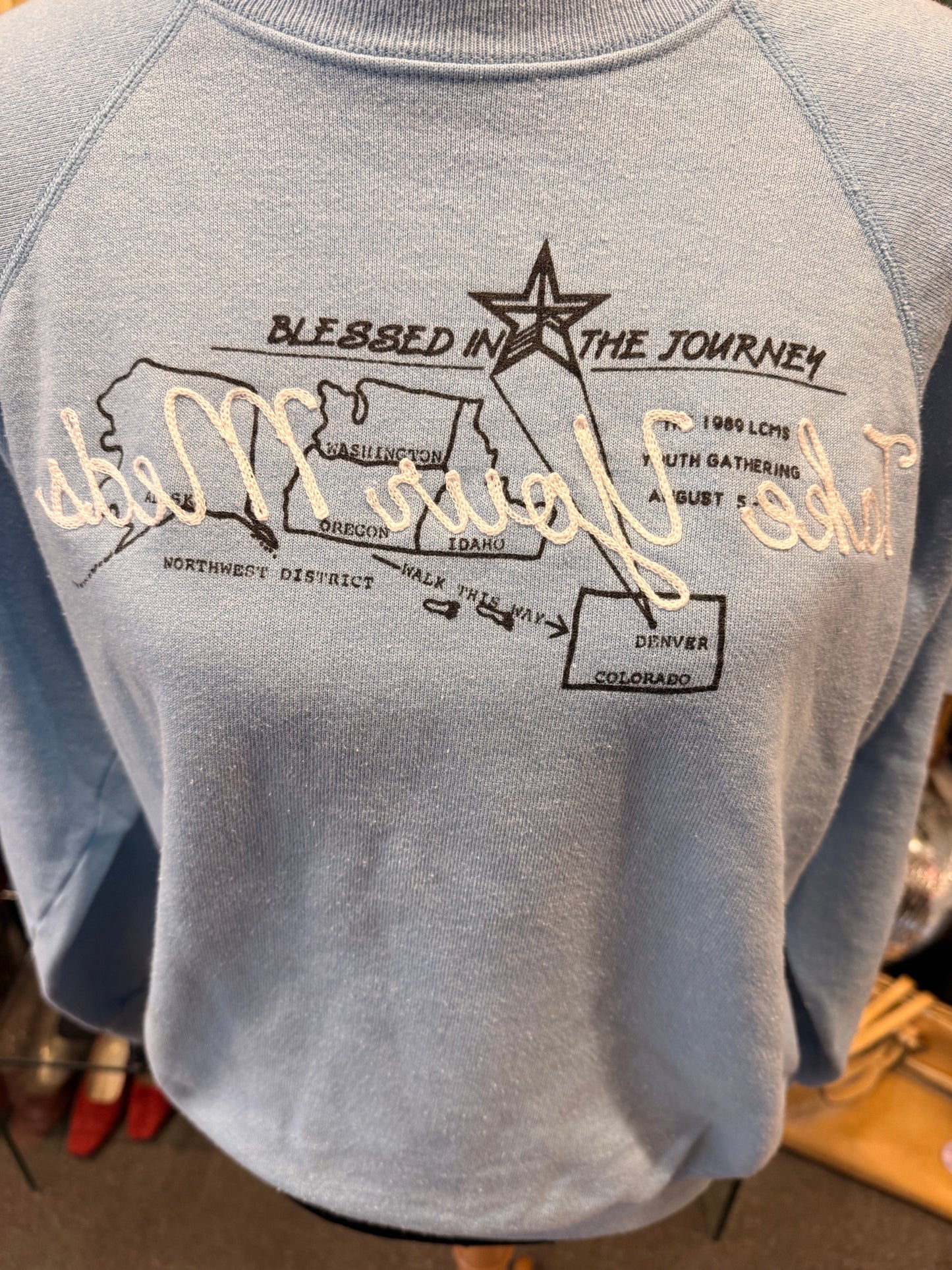 "Take Your Meds" Mirrored on Vintage Blue Crewneck Sweatshirt