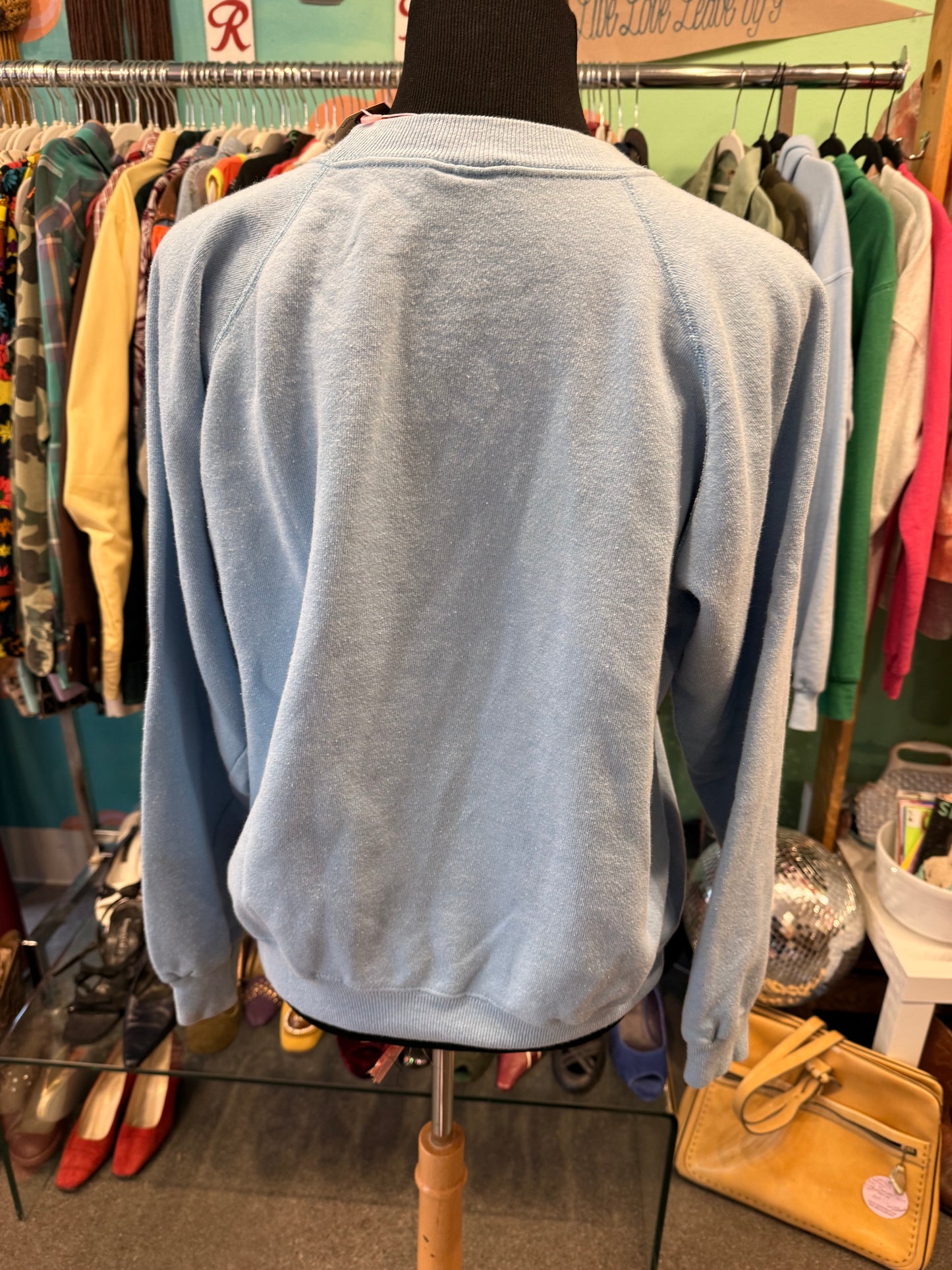 "Take Your Meds" Mirrored on Vintage Blue Crewneck Sweatshirt