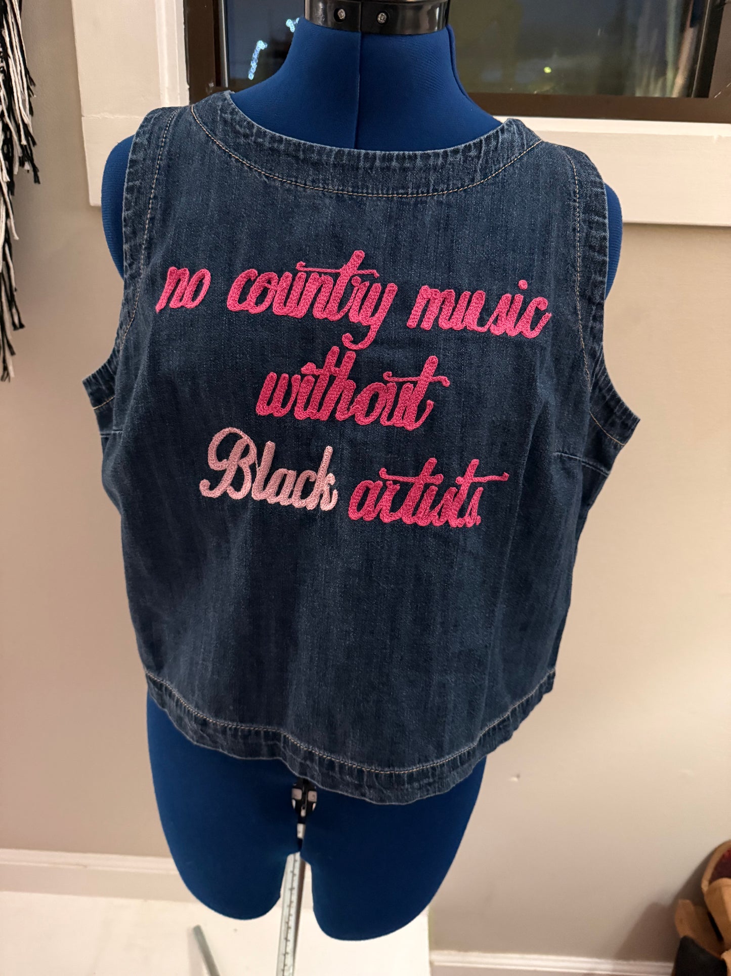 No Country Music Without Black Artists Sleeveless Denim Crop Top