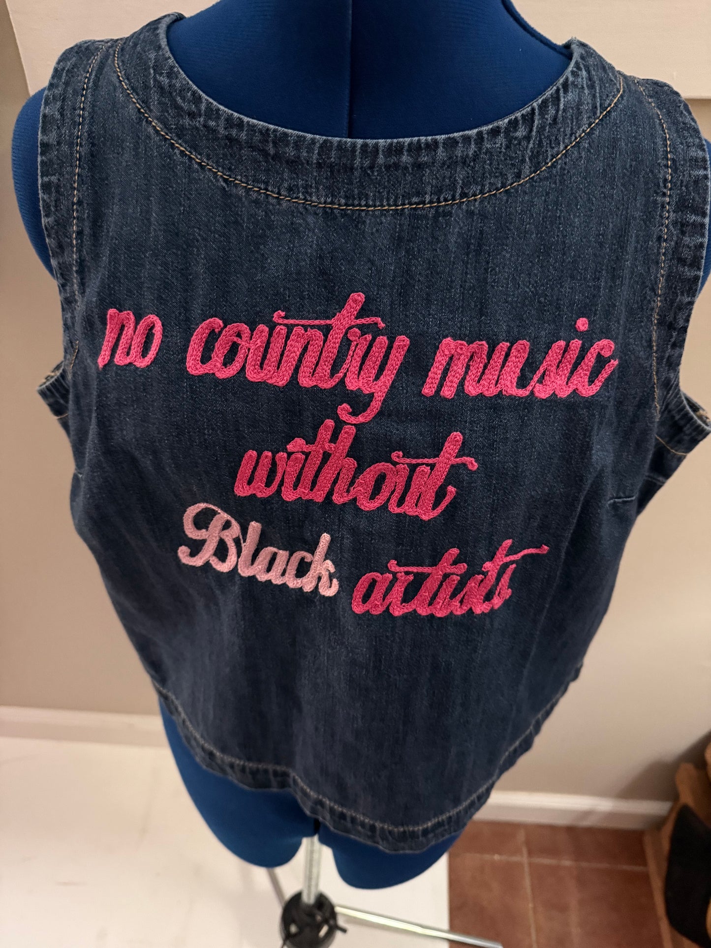 No Country Music Without Black Artists Sleeveless Denim Crop Top