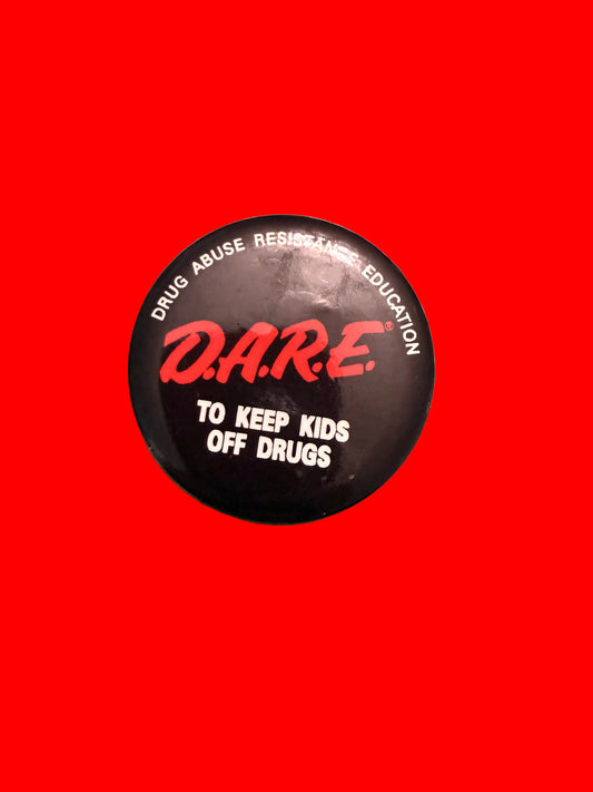 Vintage D.A.R.E. Black, Red, White Badge Pin