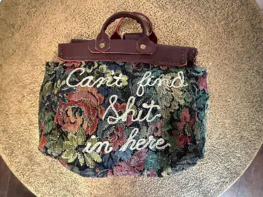 Can't Find Shit in Here Vintage Tiny Doll Tapestry Purse
