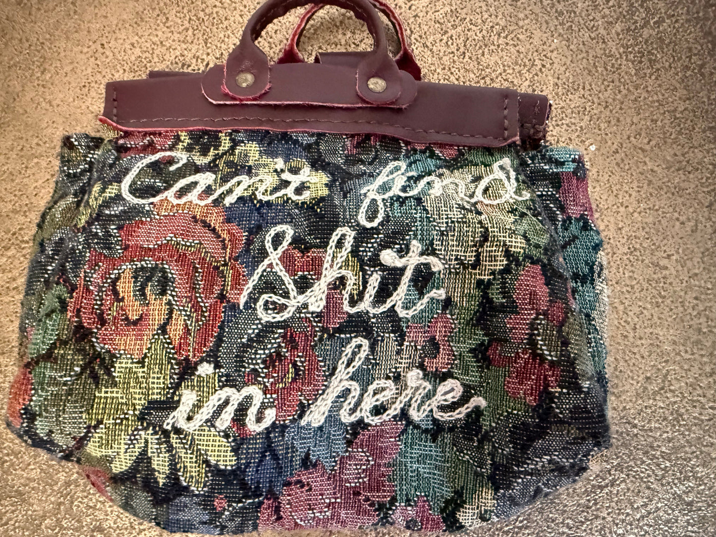 Can't Find Shit in Here Vintage Tiny Doll Tapestry Purse