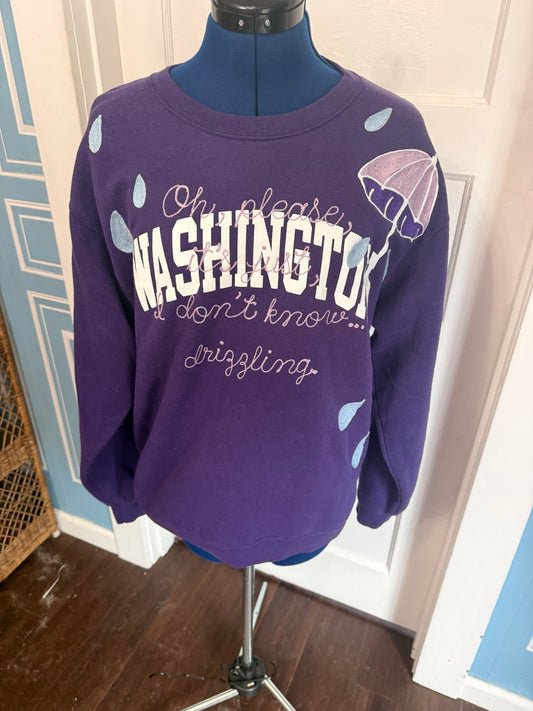 It's Just, I Don't Know...Drizzling Vintage Washington Purple Crewneck