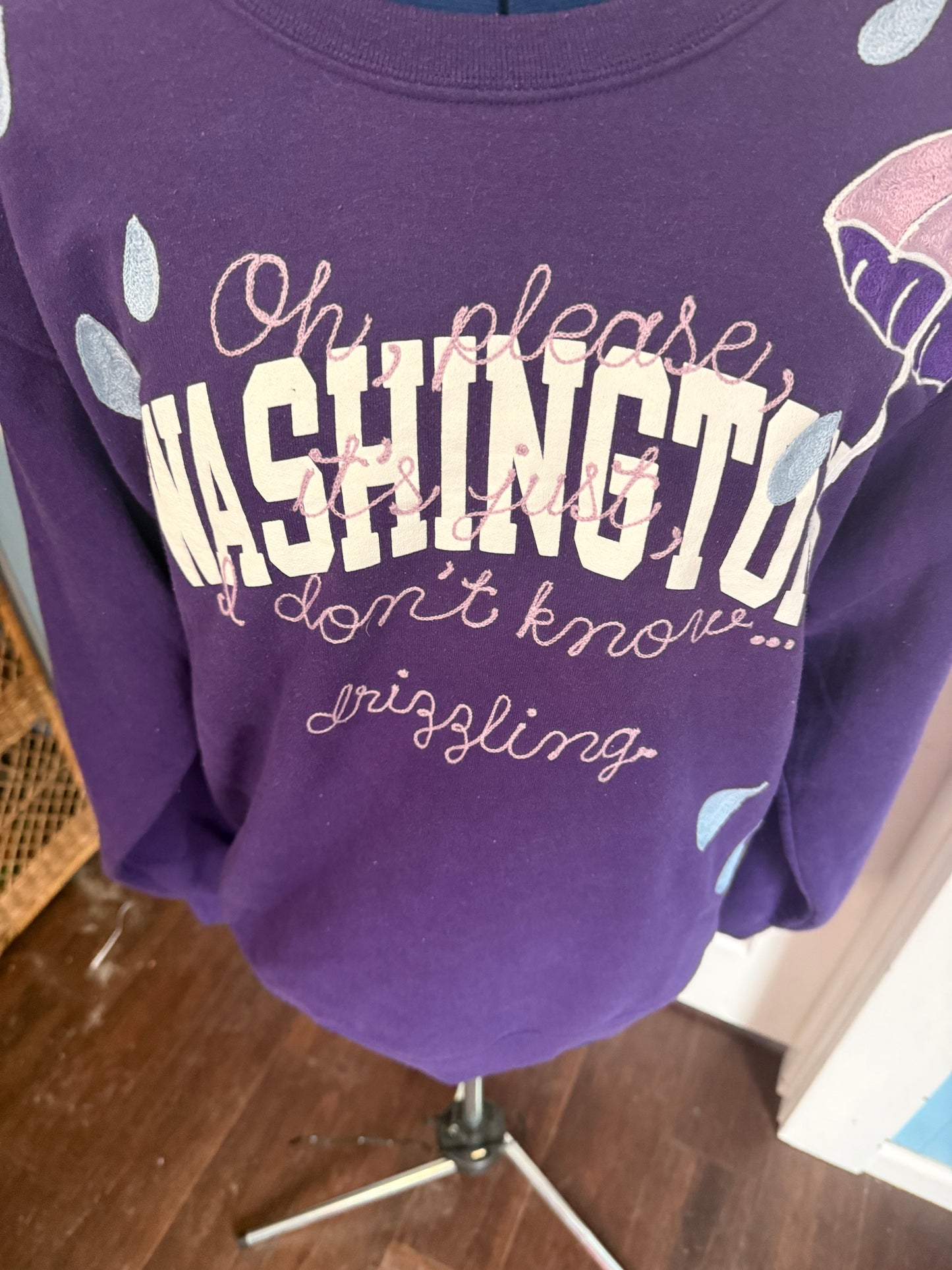 It's Just, I Don't Know...Drizzling Vintage Washington Purple Crewneck
