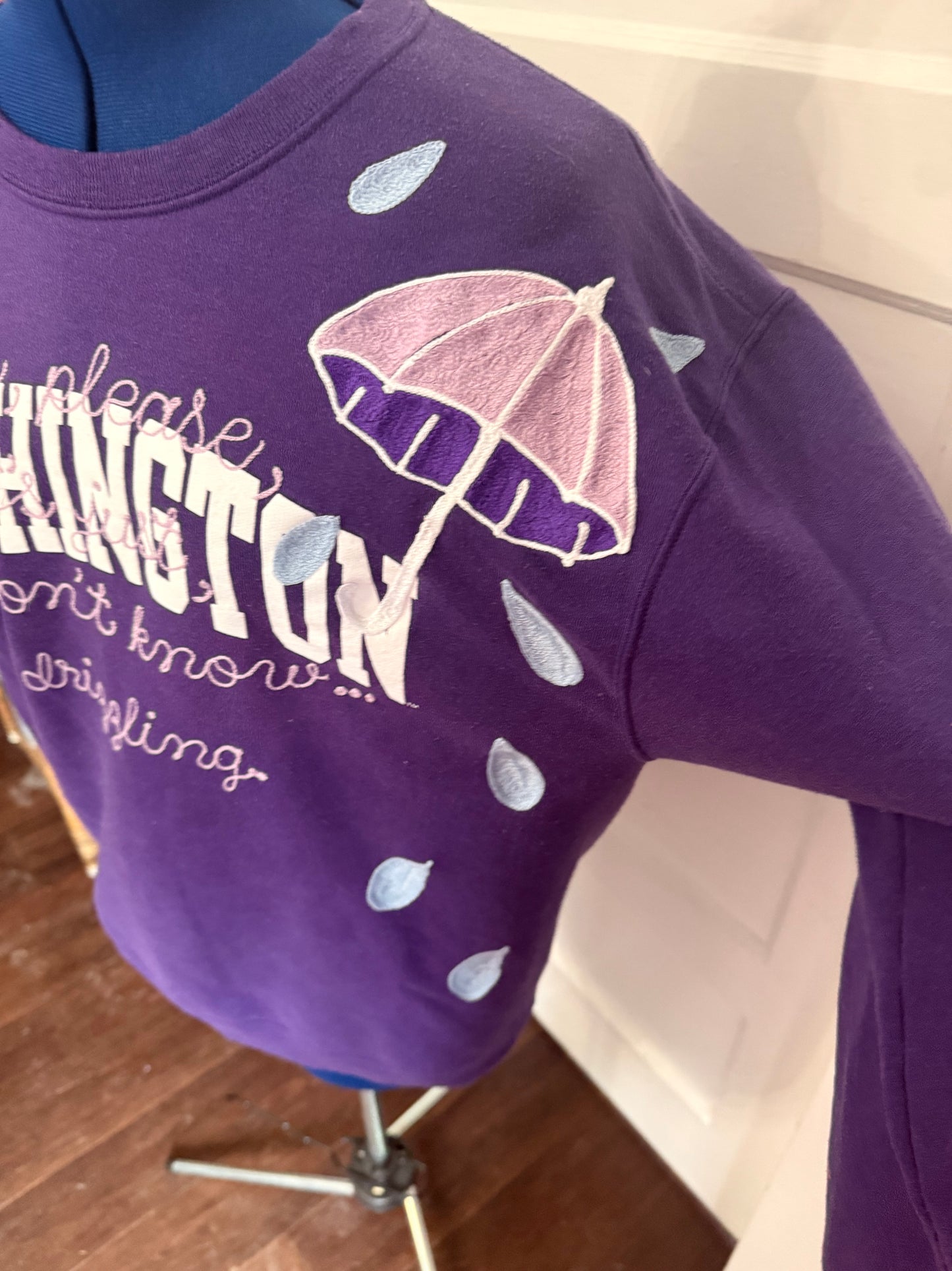 It's Just, I Don't Know...Drizzling Vintage Washington Purple Crewneck