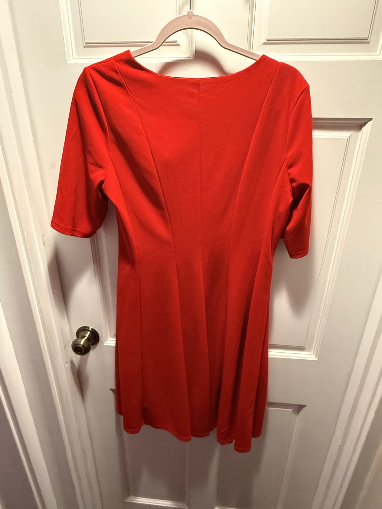 Rainier R Red Knee Length Dress with Neckline Bow
