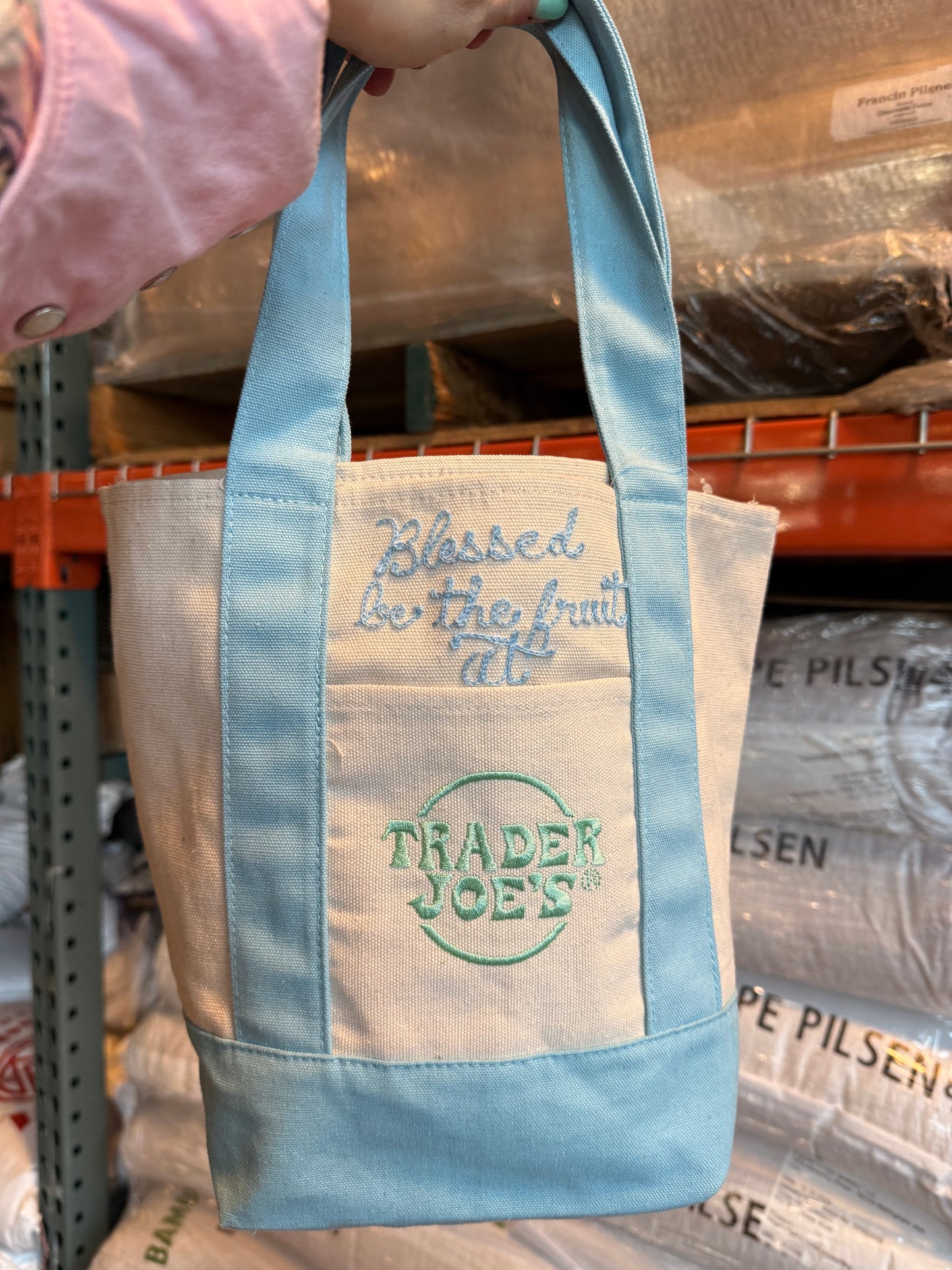 Trader Joe's Mini Totes with Chainstitching