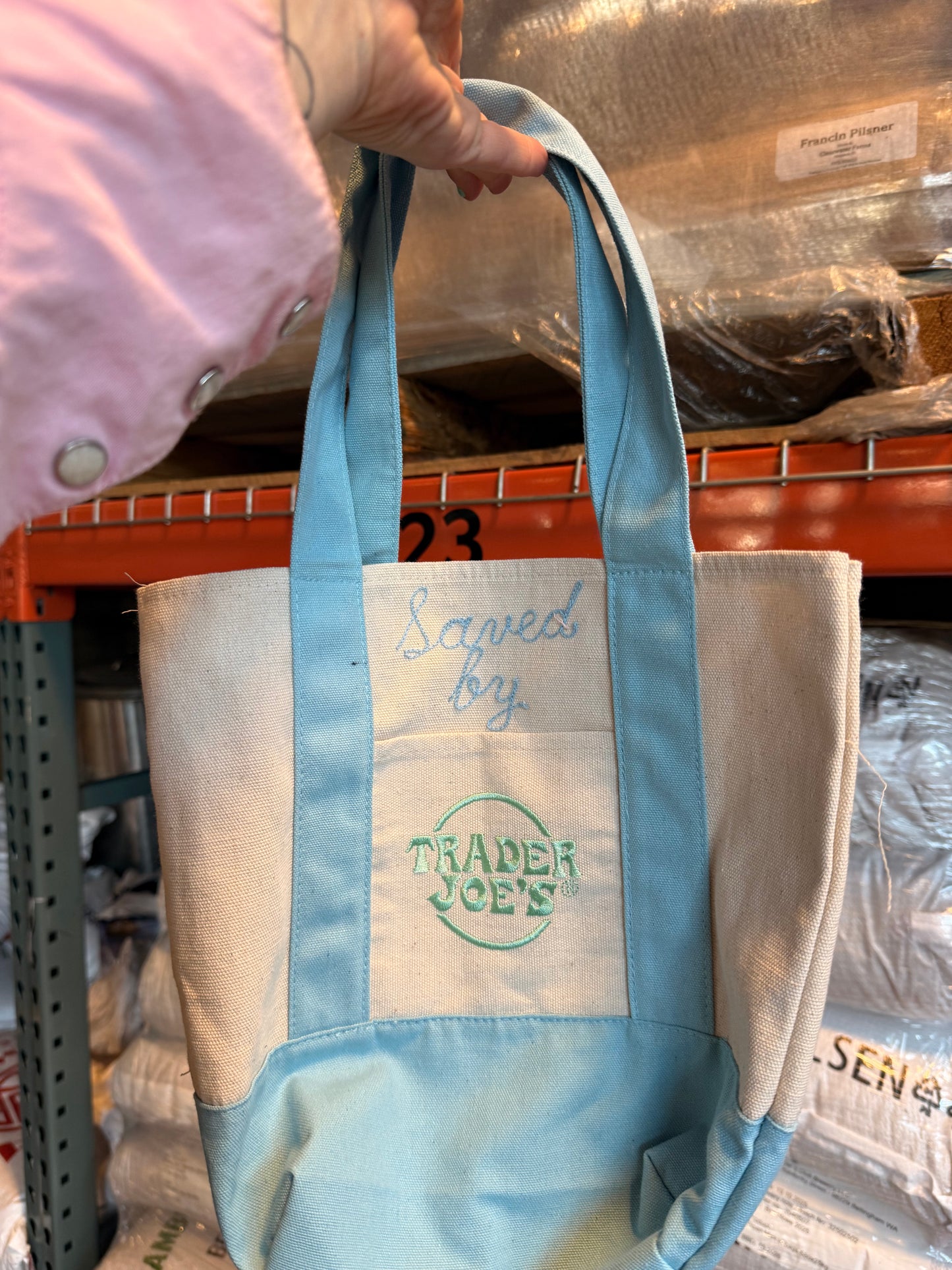 Trader Joe's Mini Totes with Chainstitching