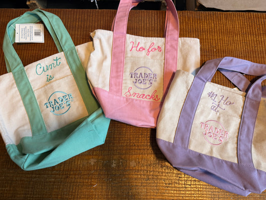 Trader Joe's Mini Totes with Chainstitching