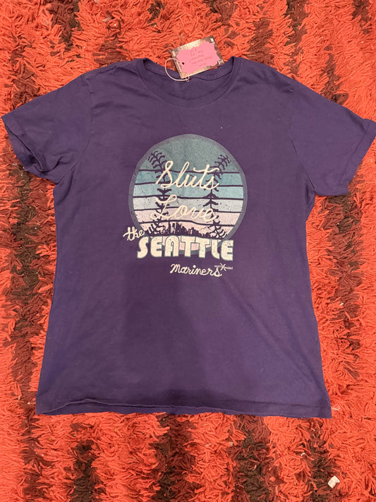 Sluts Love the Seattle Mariners Navy Tee Shirt