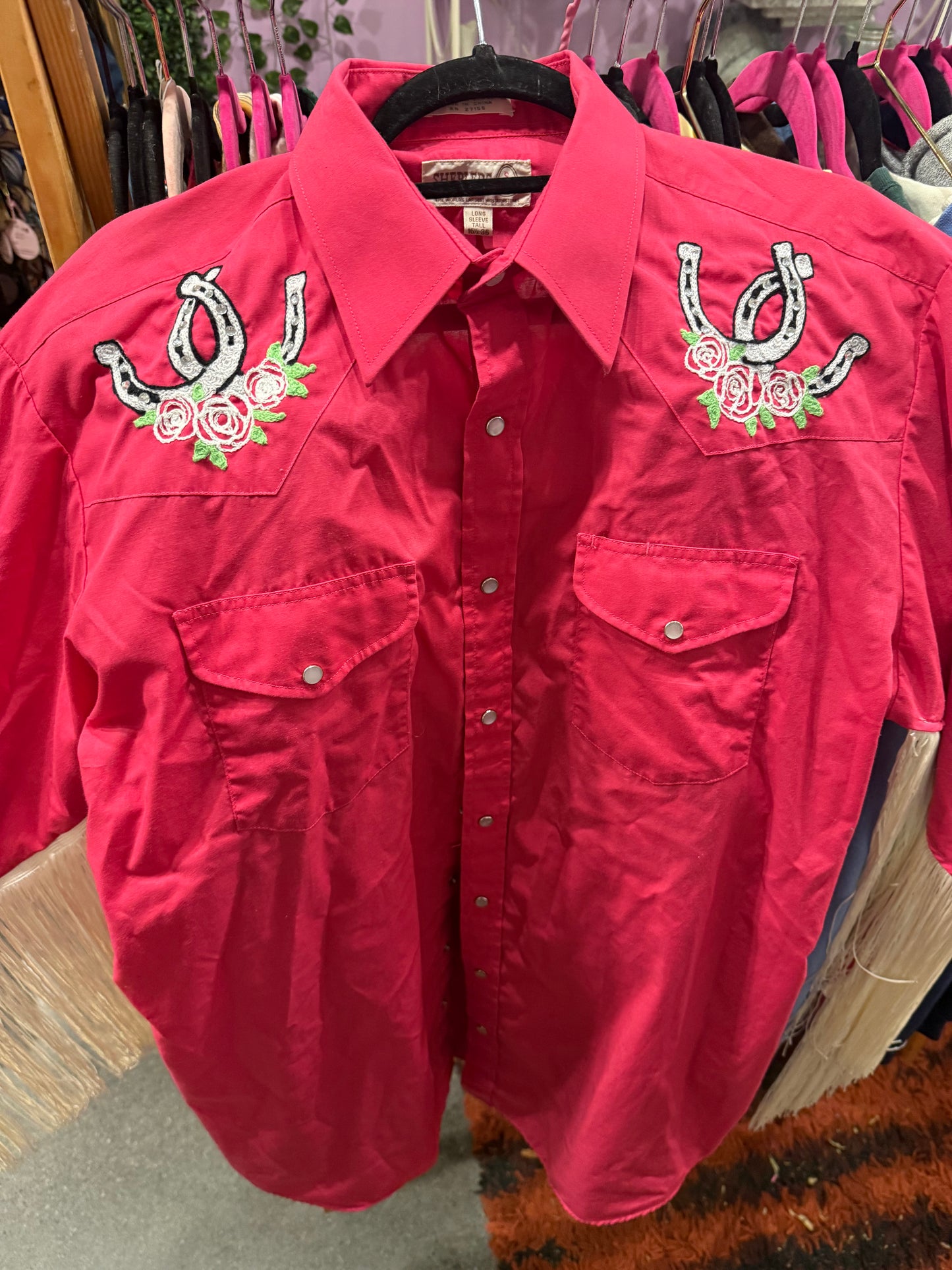 Cowboys are Frequently, Secretly Fond of Each Other Vintage Pink Pearl Snap Shirt