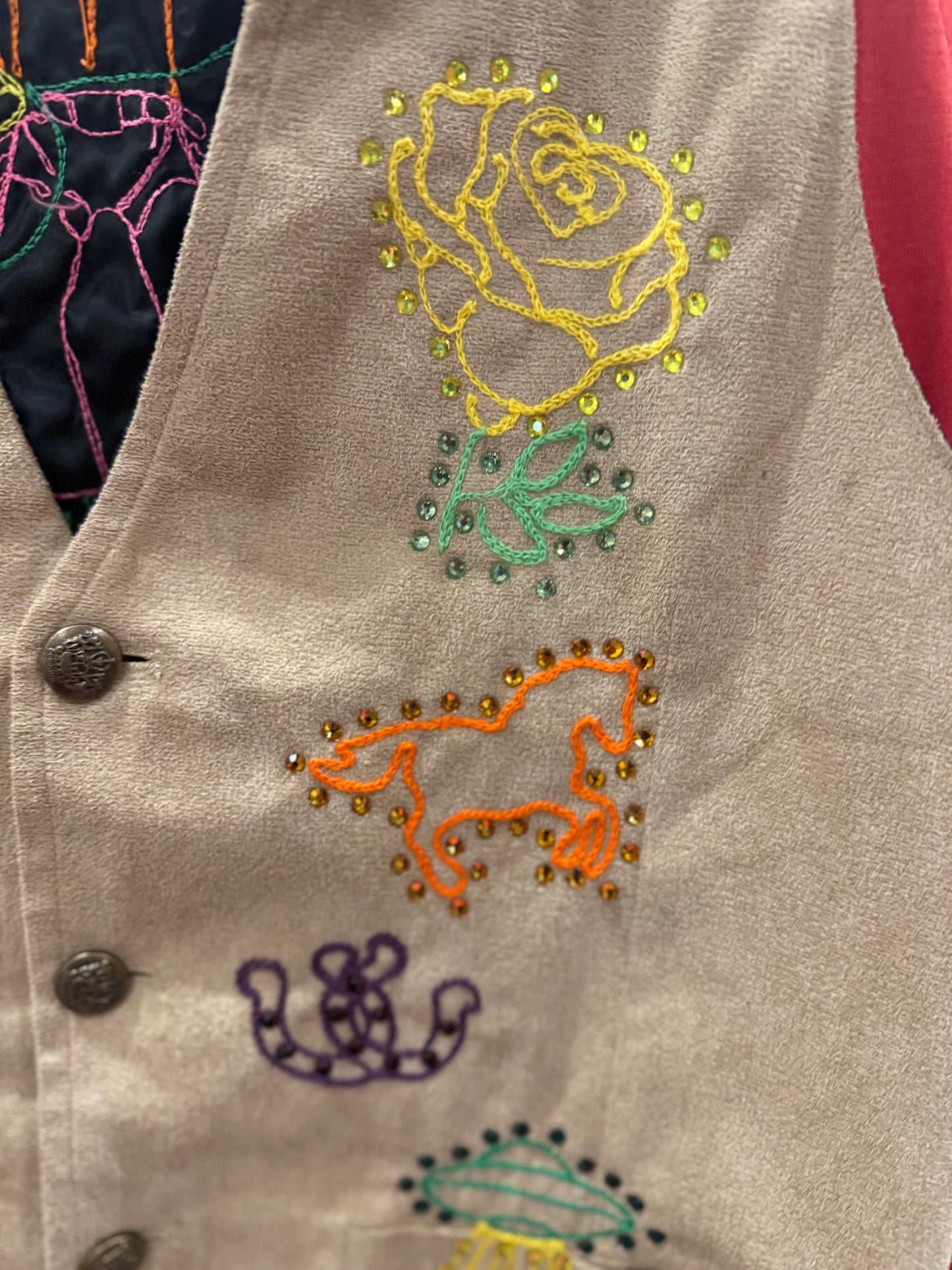 Howdy Partner! Neon Lights Faux Suede Vest