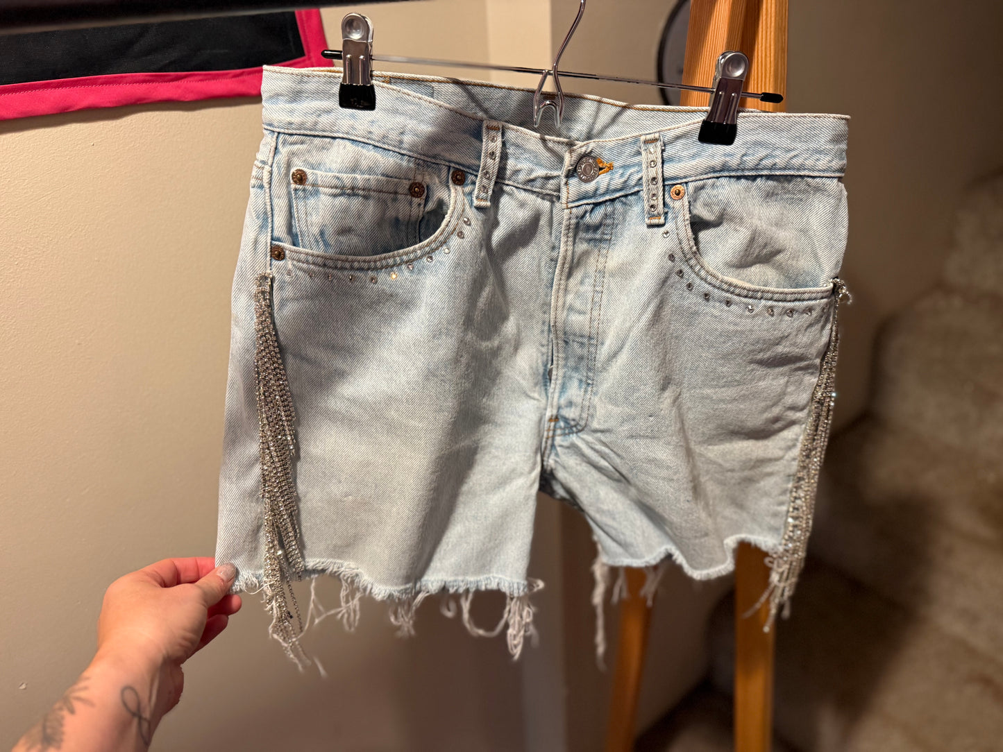 Like a Rhinestone Cowboy Vintage Embellished Cutoff Jean Shorts