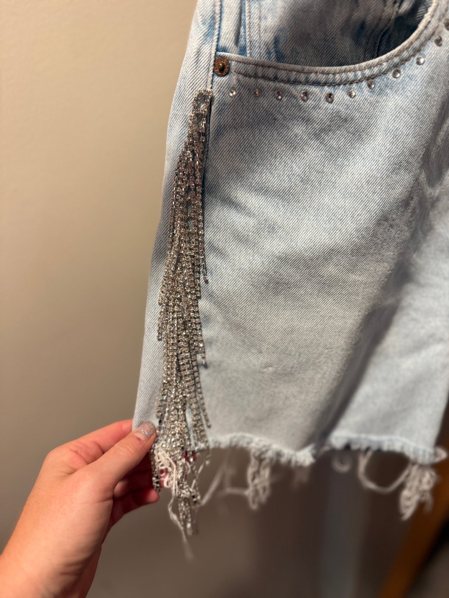 Like a Rhinestone Cowboy Vintage Embellished Cutoff Jean Shorts