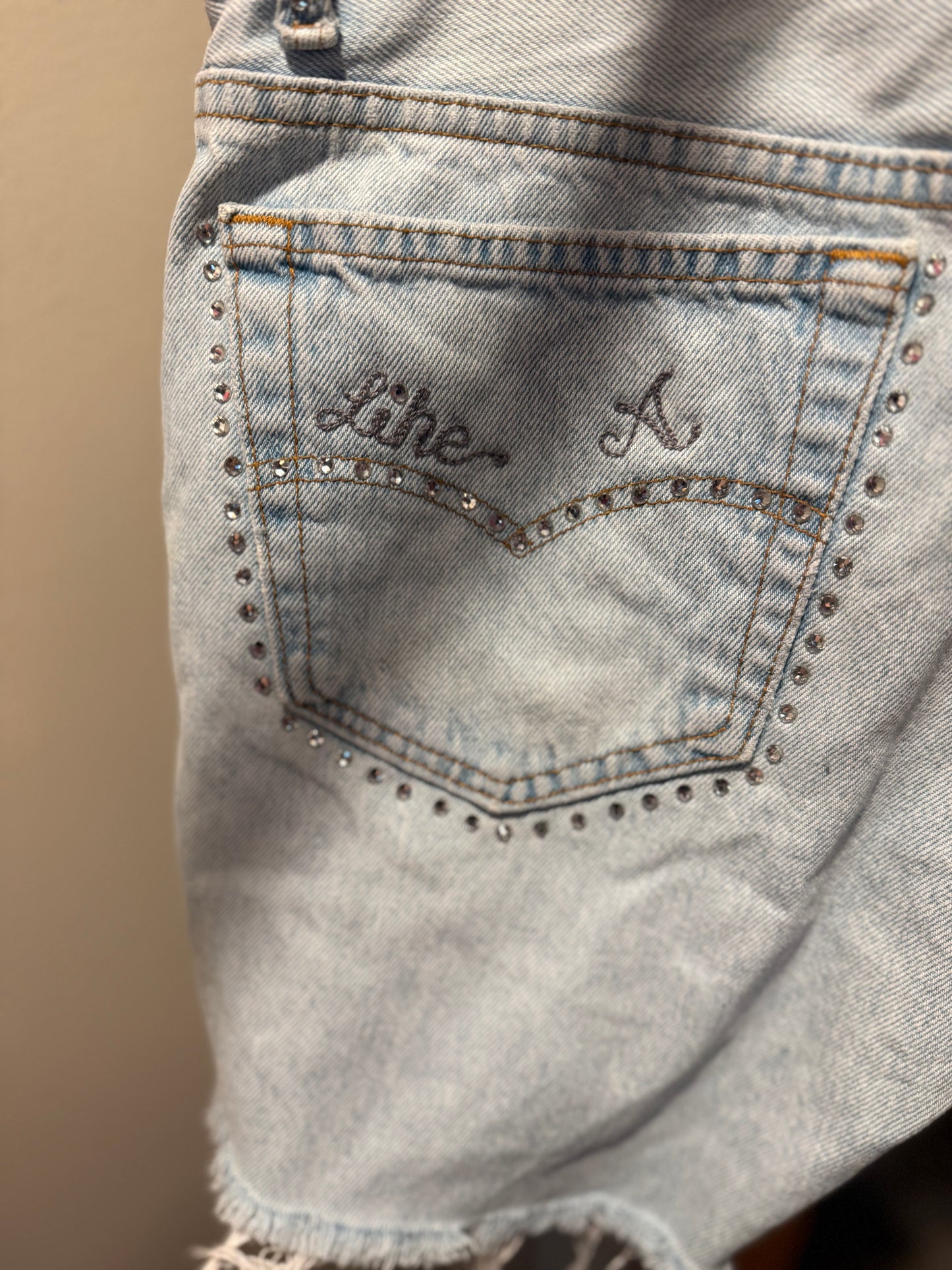 Like a Rhinestone Cowboy Vintage Embellished Cutoff Jean Shorts