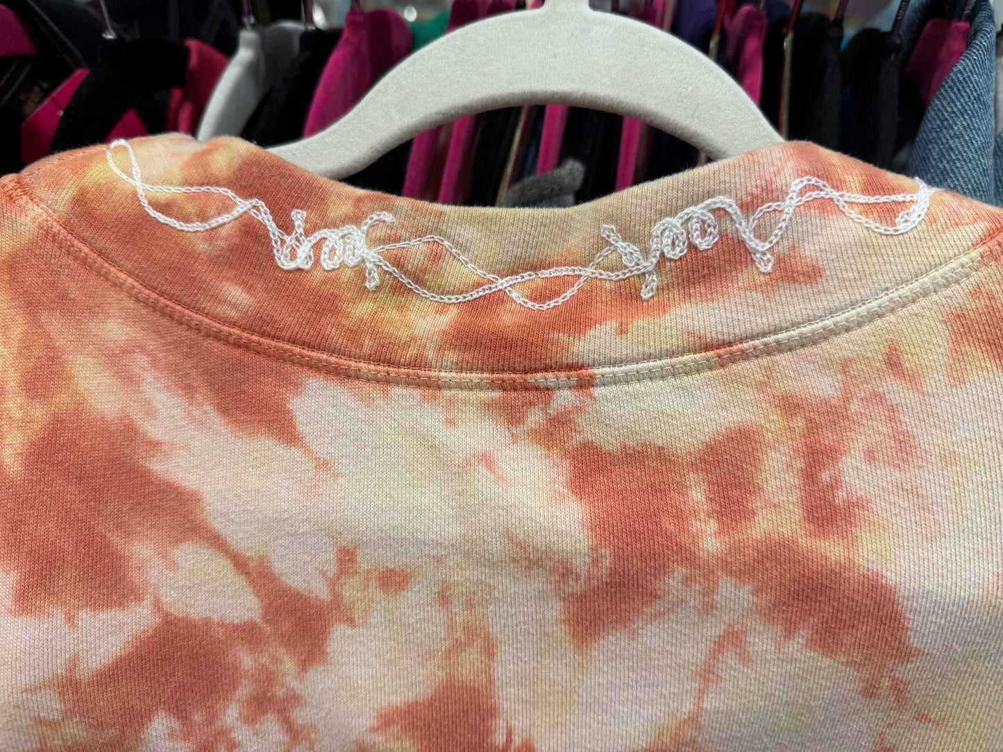 Barbed Wire Orange + White Sherbet Tie Dye Cropped L/S Mock Neck Sweatshirt