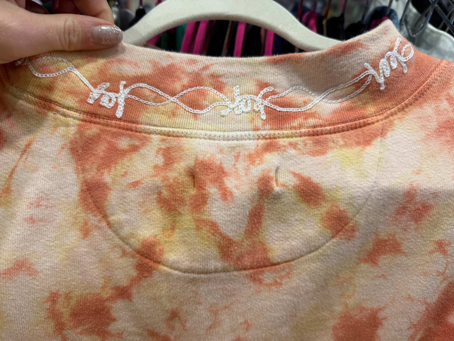 Barbed Wire Orange + White Sherbet Tie Dye Cropped L/S Mock Neck Sweatshirt