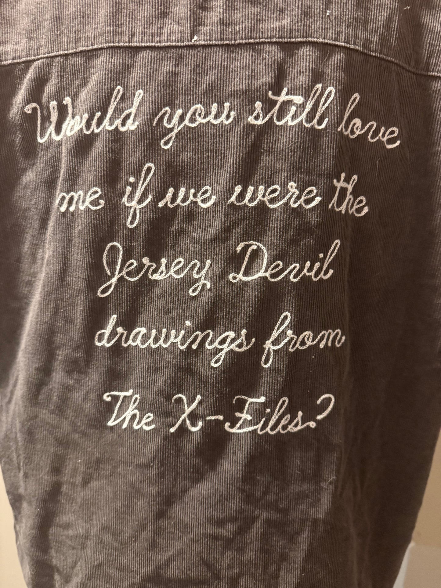 The Jersey Devil Gray Corduroy 1/2 Sleeves Button-Up Shirt - M