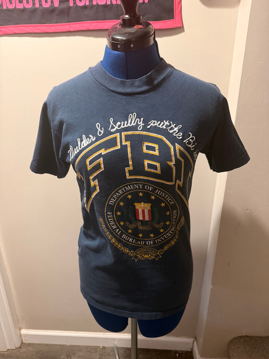 Bi in FBI Vintage Navy S/S Crewneck Tee - SM