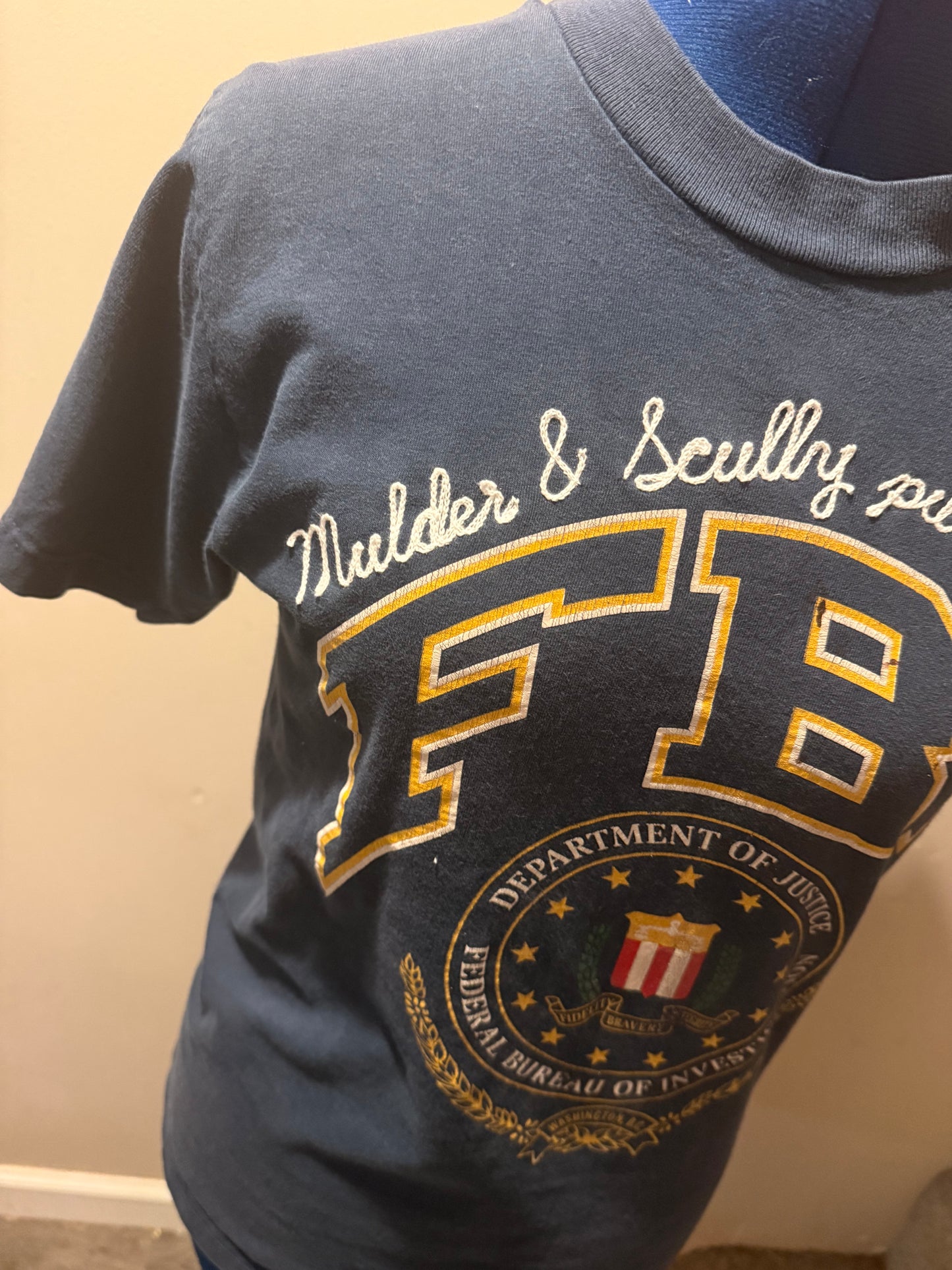 Bi in FBI Vintage Navy S/S Crewneck Tee - SM