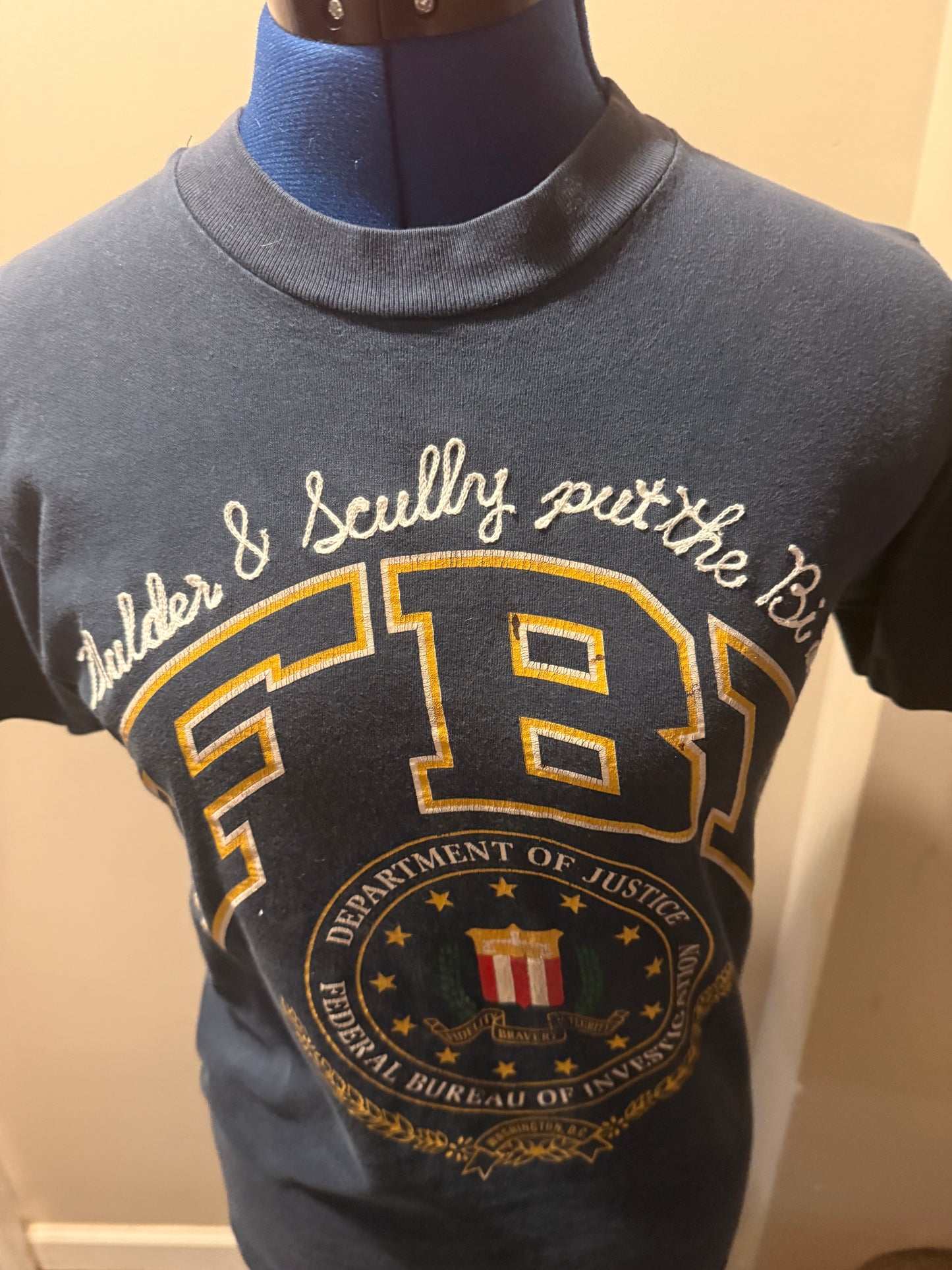 Bi in FBI Vintage Navy S/S Crewneck Tee - SM