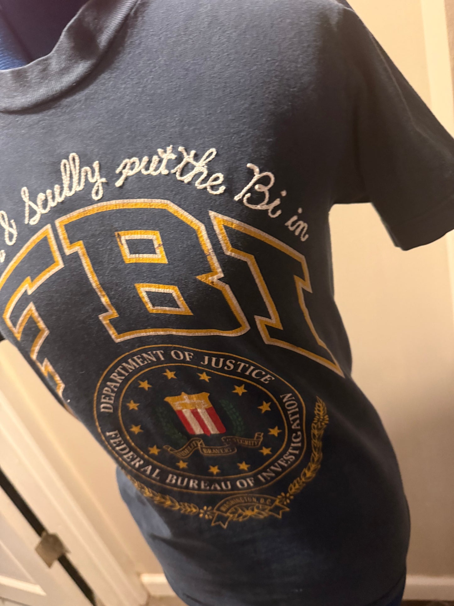 Bi in FBI Vintage Navy S/S Crewneck Tee - SM
