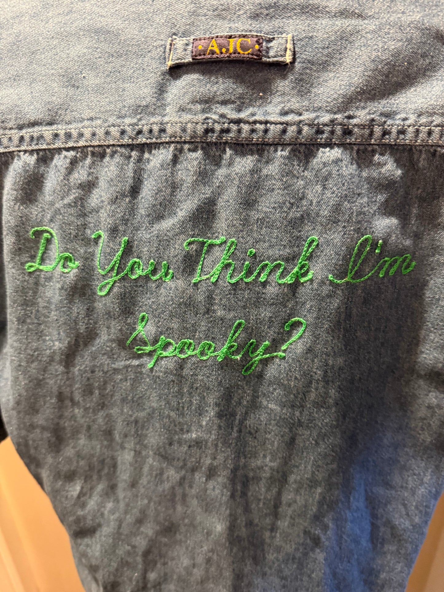 Do you think I'm spooky? Alien S/S Denim Top - SM