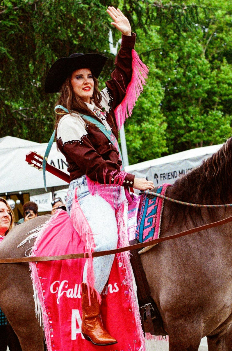 Have Love, Will Travel Vintage Acid Wash Denim Chainstitched + Fringe Jeans