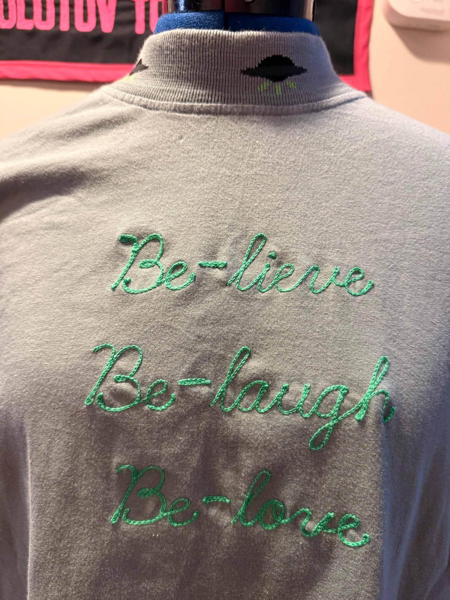 UFO Mockneck Be-Lieve, Be-Laugh Be-Love S/S Knit Top - MD