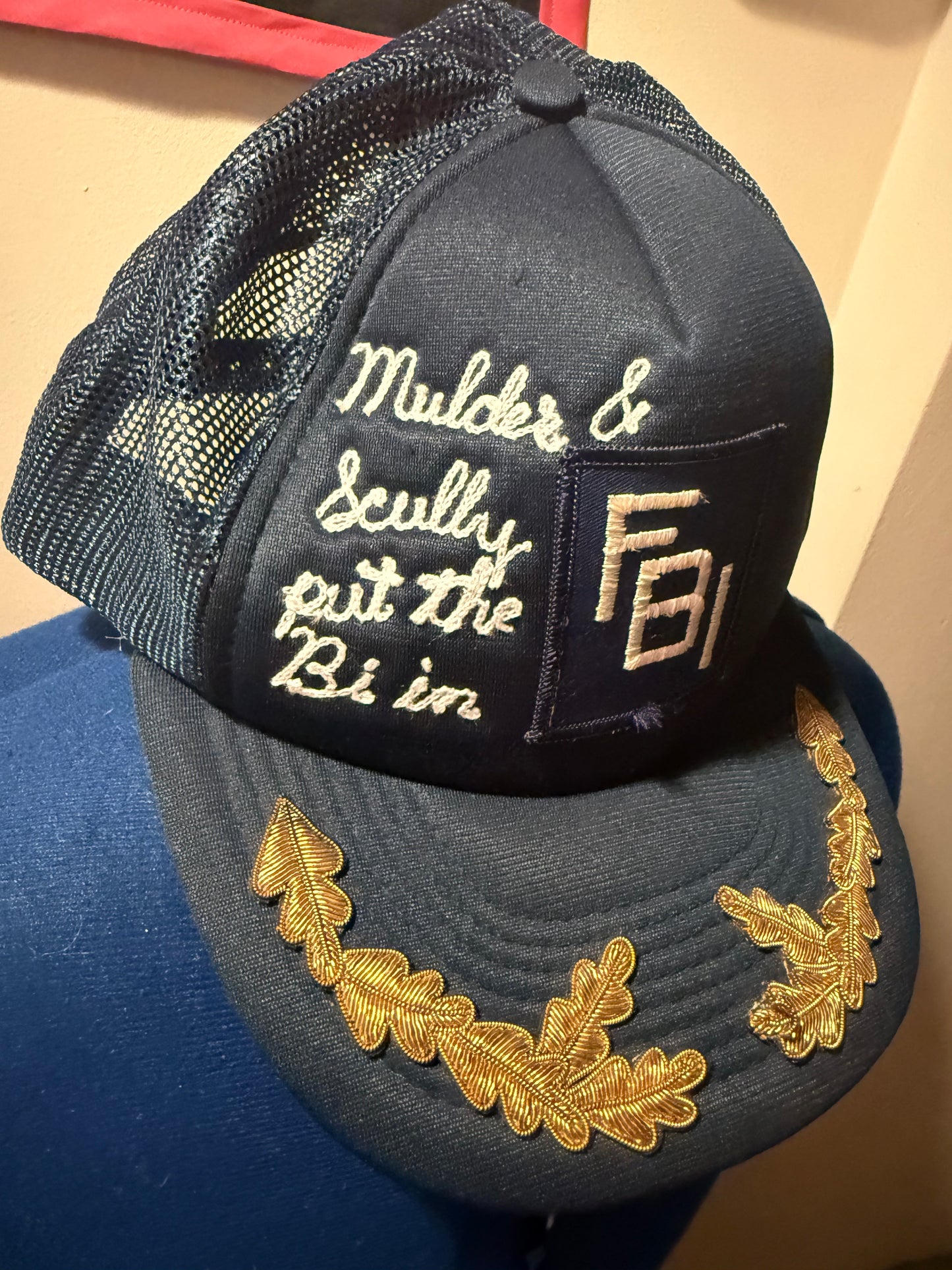 Put the Bi in FBI Vintage Blue Foam Trucker Hat