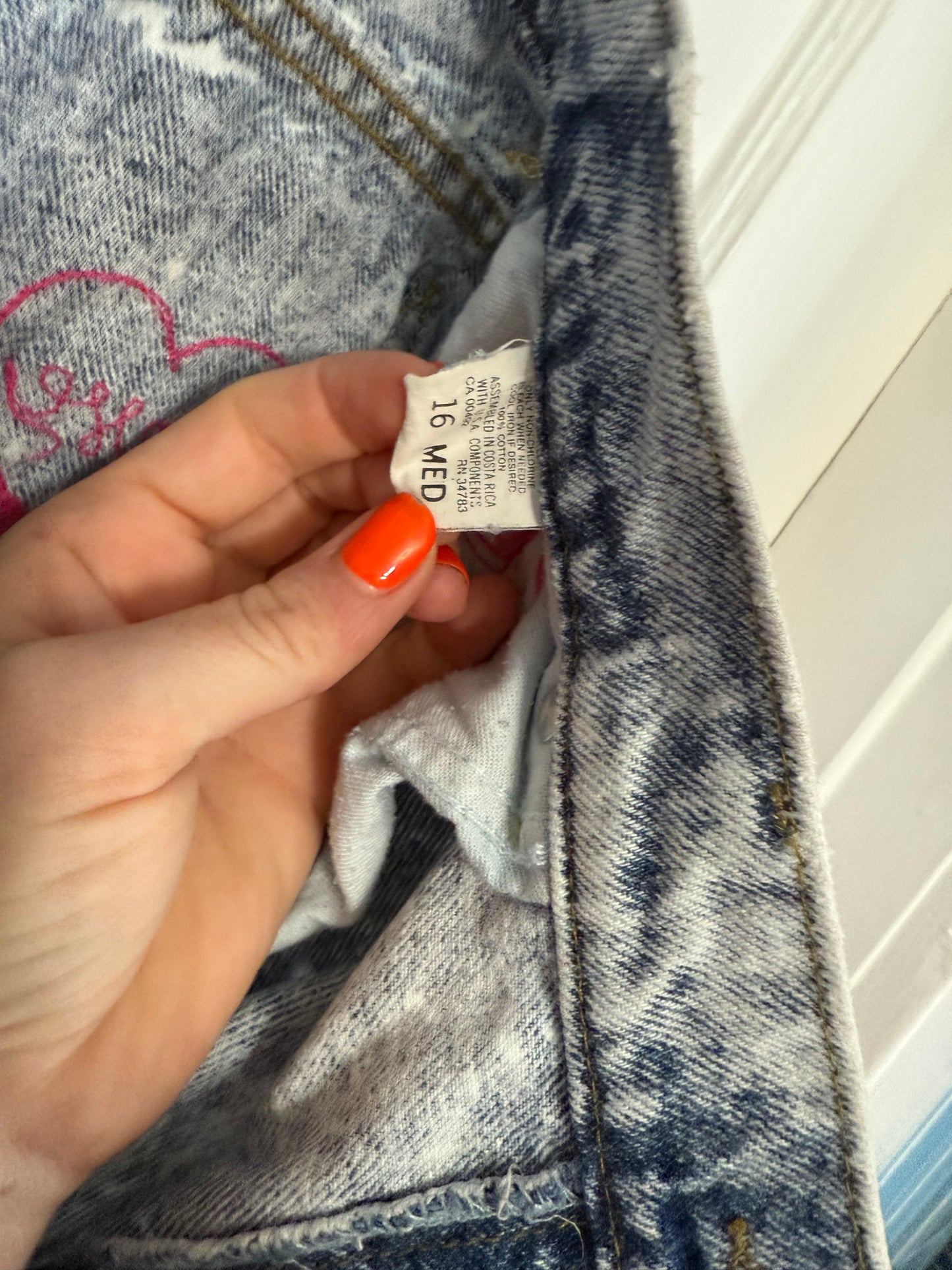 Have Love, Will Travel Vintage Acid Wash Denim Chainstitched + Fringe Jeans