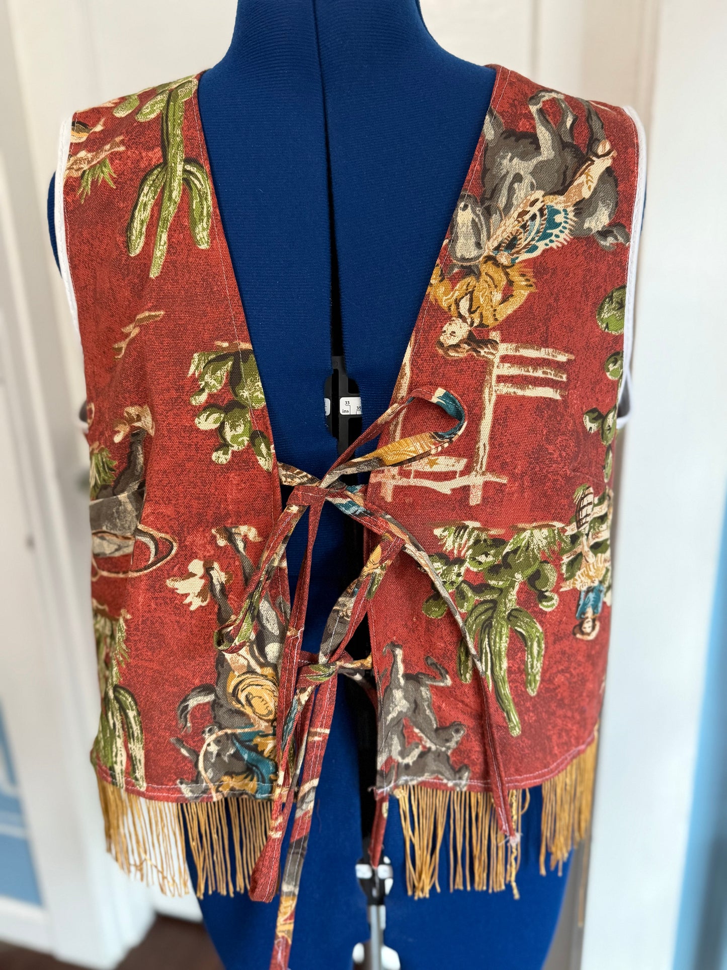 Mammas Don't Let Your Babies Grow Up to be Transphobic Handmade Western Front Tie Vest