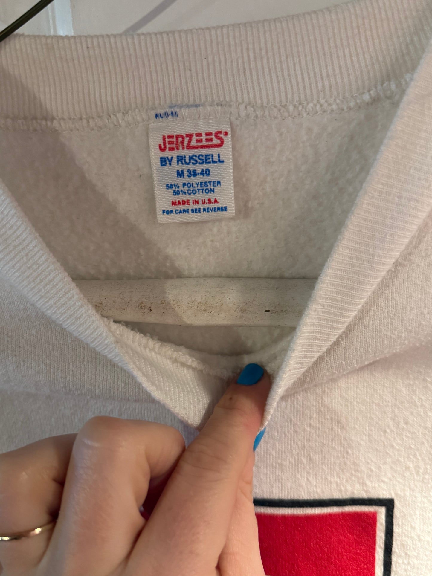 "bitchin'" Vintage White Varsity Cheerleader Long Sleeve Crewneck Sweatshirt - Medium