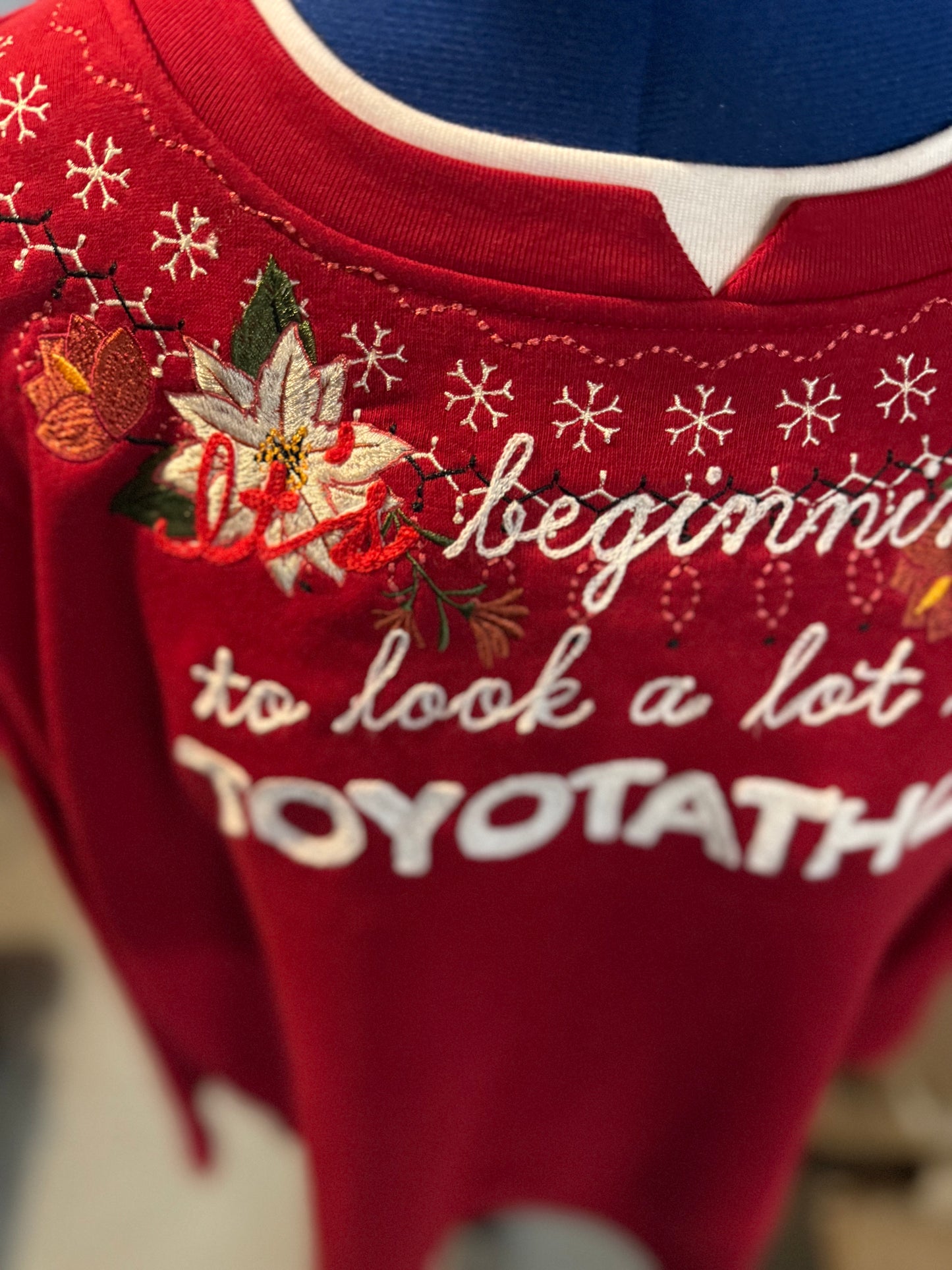 "It's Beginning to Look a Lot Like Toyotathon" Holiday Red Mockneck Sweatshirt