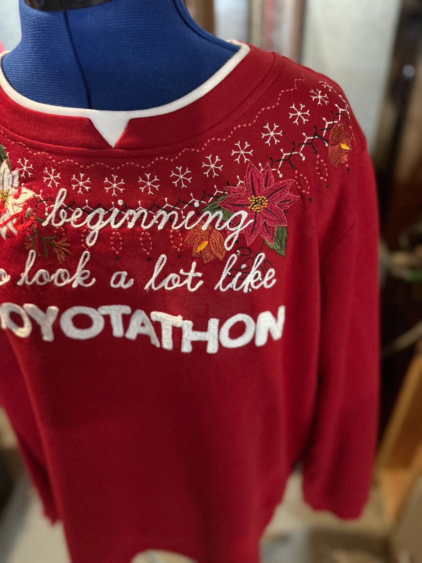 "It's Beginning to Look a Lot Like Toyotathon" Holiday Red Mockneck Sweatshirt