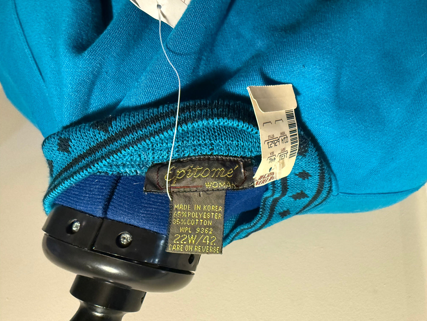 Deadstock with Tags "Good in Bed (napping)" Blue Half-Snap Collared Sweatshirt with Shoulder Pads