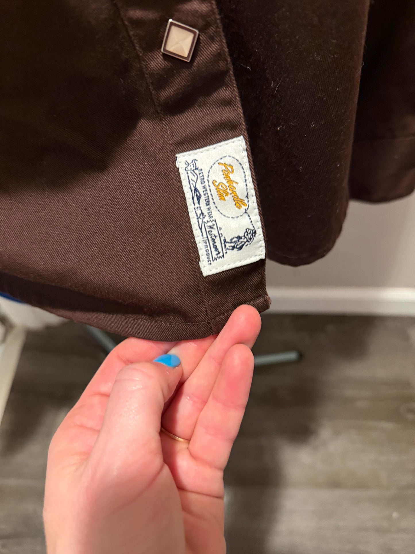 Queer of the Rodeo Vintage Brown + Cream Vintage Diamond Pearl Snap Shirt