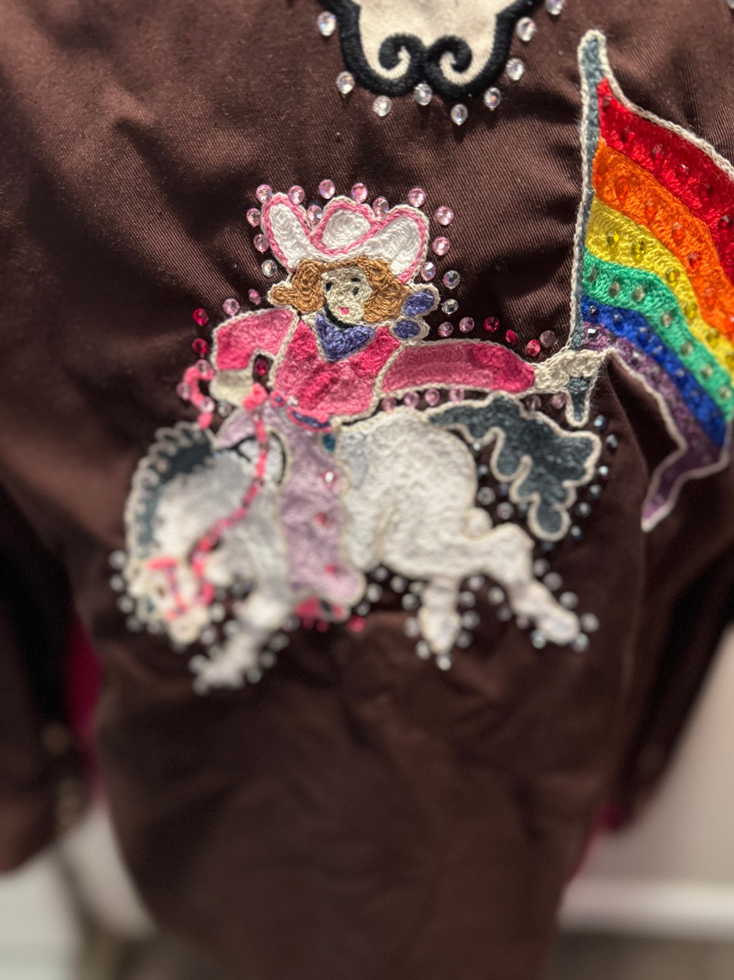 Queer of the Rodeo Vintage Brown + Cream Vintage Diamond Pearl Snap Shirt