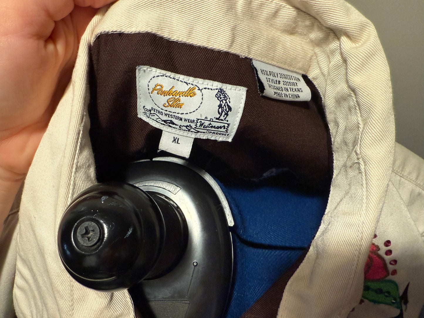 Queer of the Rodeo Vintage Brown + Cream Vintage Diamond Pearl Snap Shirt