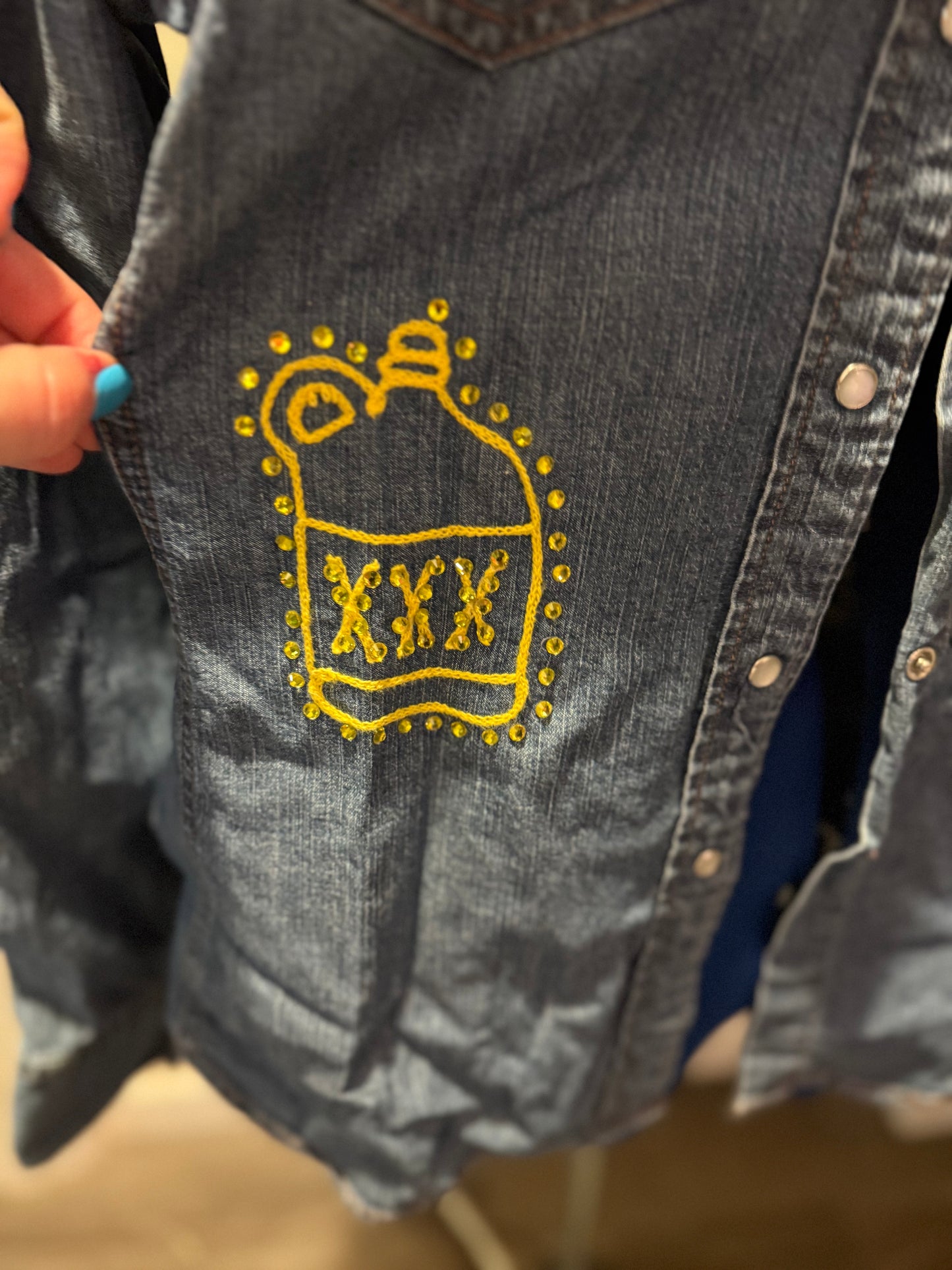 I Love Tequila Vintage Levi's Suede + Denim Pearl Snap Shirt