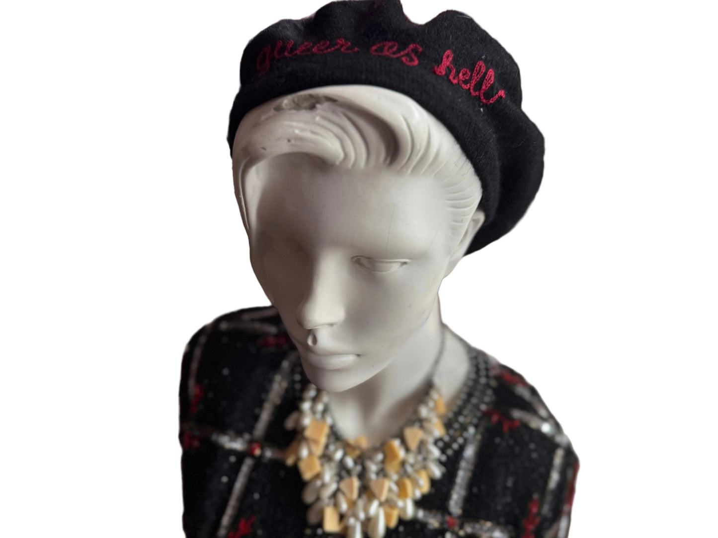 "Queer as Hell" Black Wool Beret