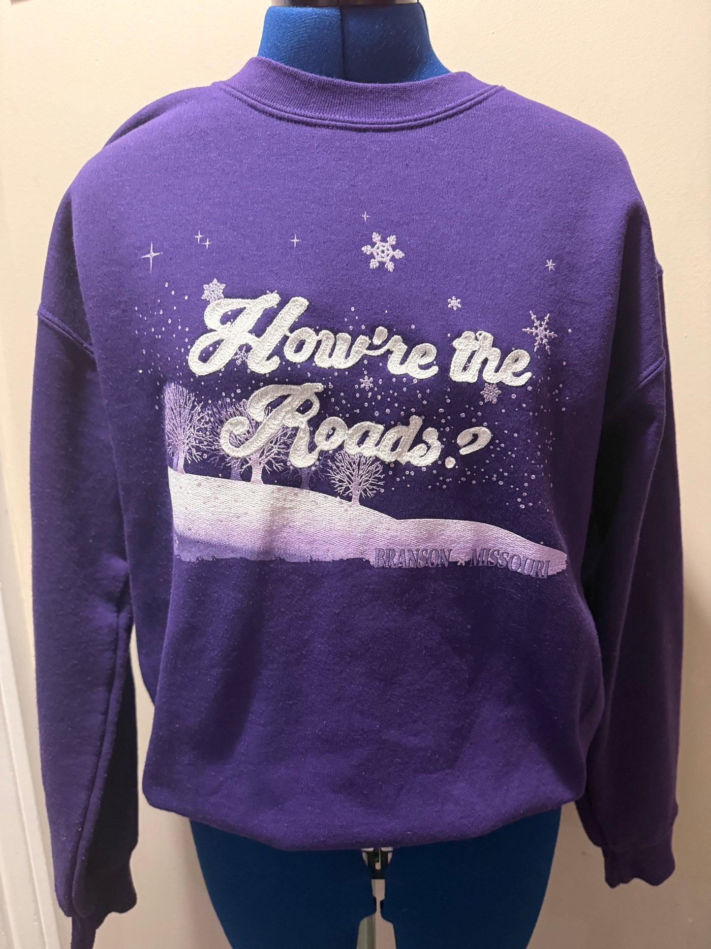 How're the Roads? Vintage Purple Holiday Crewneck Sweater